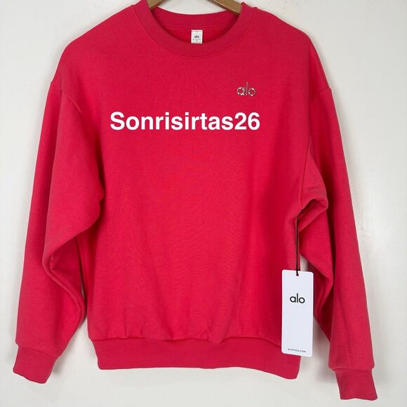 Alo Yoga Accolade Crew Neck Pullover Sweatshirt - Candy Red...
